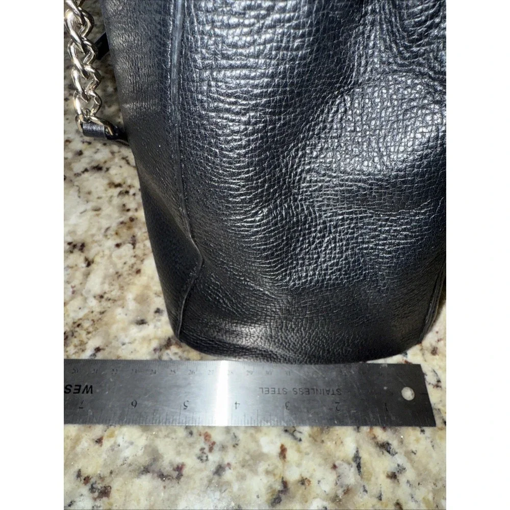 Kate Spade Black Pebbled Leather Silver Chain Handle‎ Satchel Crossbody Bag